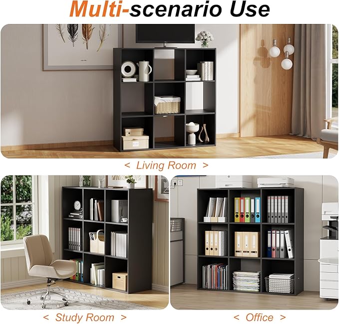 Sweetcrispy 9 Cube Storage Organizer - Open Cube Bookshelf with 5 Removable Back Panels, Display Storage Bookcase for Living 