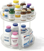 Vitamin Storage Organizer, 10.3" Rotary Turntable Organizer for Vitamin Bottles and Medicine Bottle, Bottle Organizer for Cou