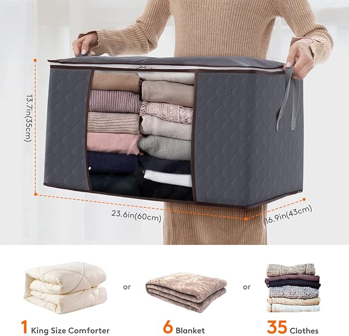 Lifewit 13 Pack 90L Large Storage Bags, Closet Organizers and Storage, Clothes Storage Bins with Lids, Foldable Storage Conta