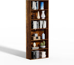 Wooden 6 Tier Book Shelf,6 Cube Storage Organizer,6 Tier Low Bookcase Storage Display Organizer, 64 Inch Versatile Cubes Shel