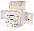 Poyilooo Jewelry Box Organizer, Solid Wood Jewelry Boxes for Women for Storage & Display Necklace Ring Earring Bracelet, Rust