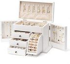 Poyilooo Jewelry Box Organizer, Solid Wood Jewelry Boxes for Women for Storage & Display Necklace Ring Earring Bracelet, Rust