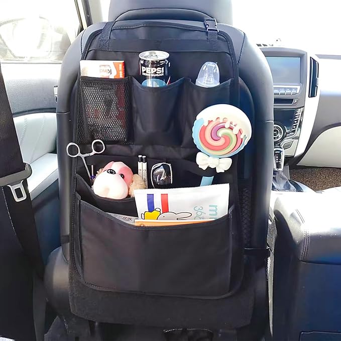 Car Seat Back Organizer,Back Seat Pocket,Car Seat Organizer with Multiple Pockets, Automotive Consoles & Organizers Universal Front Seat Organizer Travel Must-have (Black)