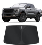 TINGLU Sun Shade for Ford Ranger 2019-2024 2025 2026 Accessories Windshield Sun Shade Window Shade UV Rays Protection Sun Visor Cover with Steering Wheel Sunshade Storage Bag