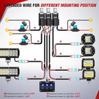 Nilight 16AWG LED Light Bar Wiring Harness Kit 12V On/Off 3 Gang LED Pod Lights Rocker Switch Panel Power Relay Fuse 5Pin Toggle for Cars Boat ATV Trucks-6 Leads