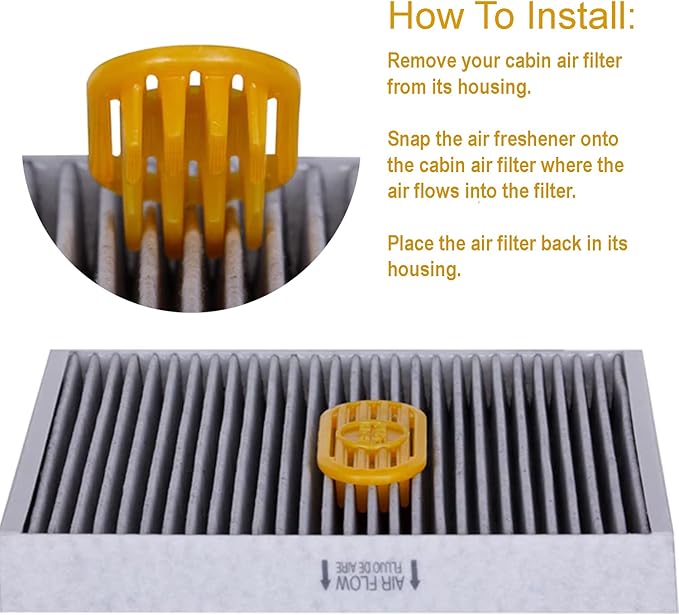 Pureflow Cabin Filter Air Freshener with Odor Eliminator - Fits on Most Car, Truck, and SUV Cabin Air Filters - Vanilla Orchi