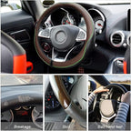 Leather Steering Wheel Cover, Soft Breathable Anti-Slip Protector for Car, Truck, SUV - Universal Fit 15 Inch for Women and M