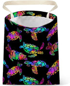 IRADA Car Trash Bag Hanging No Snap Small Garbage Bag for Car Back Seat - Cute Printed One-handed Strap Trash Bags - Rainbow Turtle