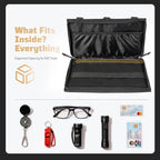 OneTigris Tactical MOLLE Sun Visor Organizer - Multi Pockets Car Visor Panel with Zipper Pouch, Detachable Photo/Info Panel & Glasses Clip for EDC Gear