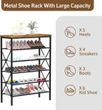 6 Tiers Metal Shoe Rack，Large Capacity Shoe Rack Holds 24 Pairs of Shoes, Durable and Stable, Adjustable Metal Shelf Stackabl