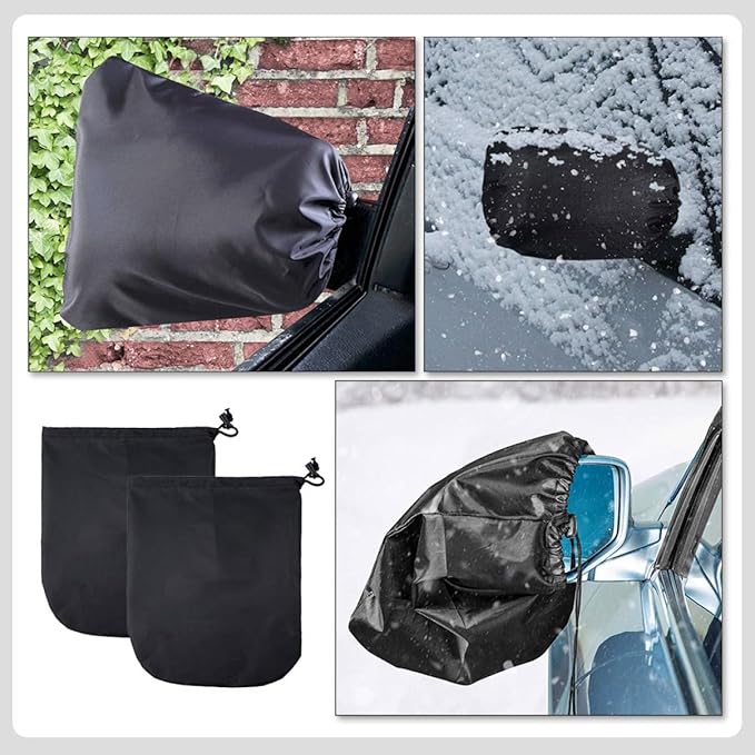 2pcs Oxford Cloth Rearview Mirror Cover Snowproof Windproof Car Mirror Coat