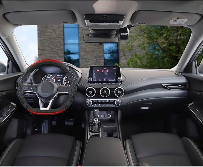 GIANT PANDA Steering Wheel Cover for Nissan Altima Rogue - Car Steering Wheel Cover for Nissan D Shape(Red-D-Shaped)
