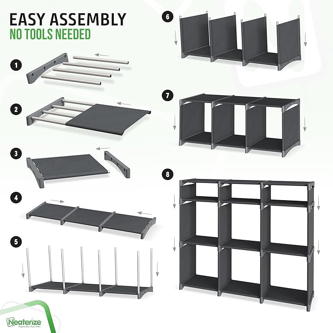 Cube Storage Organizer with Storage Bins Included - The Perfect Closet Organizers and Storage Solution. Includes 9 Storage Cu