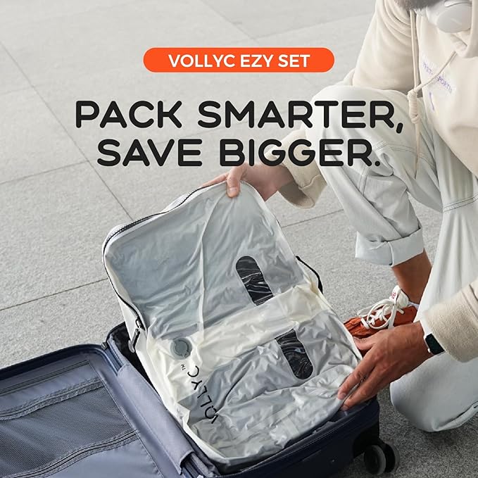 3-Travel Vacuum Bags with Pump, 25L Large Capacity Vacuum Bags for Travel, IPX7 Waterproof, Open Zipper, Reusable Space Saver