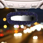 Bling Car Rearview Mirror Cover with Crystal Rhinestones Women's Full Drill Head Pillow Cover Interior Accessories - Universal Fit, Blue