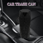 iplusmile Bling Car Trash Can with Lid, Black Rhinestone Sparkly Auto Garbage Bin for Women Girls, Mini Vehicle Waste Container Organizer for Cup Holder, Interior Decor Accessories