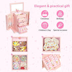 Emfogo Musical Jewelry Box for Girls, Large Kid Music Box with Ballerina for Birthday Bedroom Decor, 5 Layer Girl Jewelry Gif