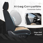 Coverado Car Seat Covers with Lumbar Support, Front Covers for Cars, Universal Automotive Seat Cover, Waterproof, Leather Car