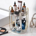 Rotating Makeup Organizer Countertop 2 Tier Lazy Susan Trays Clear Skincare Perfume Storage for Bathroom Counter Vanity, Tran