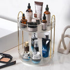 Rotating Makeup Organizer Countertop 2 Tier Lazy Susan Trays Clear Skincare Perfume Storage for Bathroom Counter Vanity, Tran