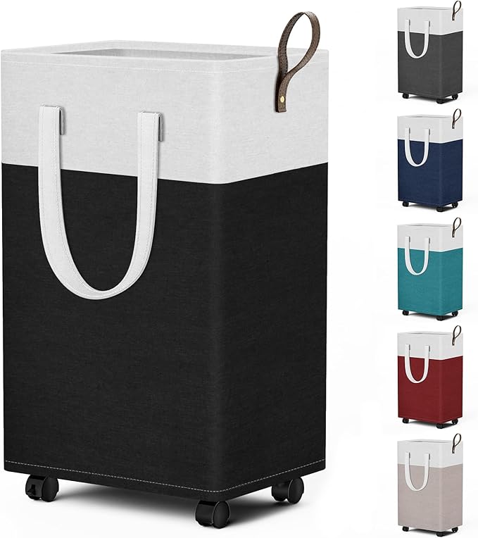 HomeHacks 75L Rolling Laundry Basket with Wheels, Collapsible & Waterproof Laundry Hamper, Mobile Clothes Hamper, Storage Lau