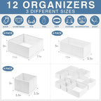 Criusia Drawer Organizer Clothes 12 Pack - Fabric Closet Organizers and Storage for Nursery Organization - Dresser Drawer Div