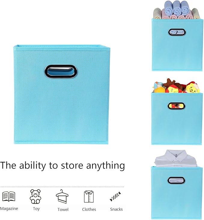 Yunkeeeper storage bins Cubes, Fabric Cube Organizer with Handle, Foldable Cube Bins for Cloth or Accessary Storage, 11x11x11