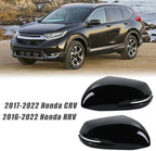 Left and Right Side Mirror Cap Covers With Trun Signal Compatible With 2017-2022 Honda CR-V CRV,2016-2022 Honda HRV HR-V Side Outer Rearview Wing Mirror Cap Black Replace#76201-T1W-A01(2PC)