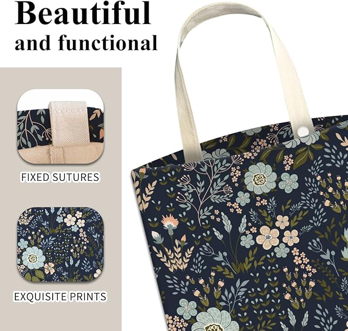 Car Trash Can, Cute Car Trash Bag, Hanging Car Organizer and Storage Bag, Trash Bin for Car Accessories, Vehicle, Travelling, Camping Dark Blue Florals