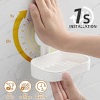 LEVERLOC Soap Holder Suction Cup for Shower, 2 Pack Bar Soap Dish Holder for Shower Wall Mounted NO-Drilling, Plastic Self Dr