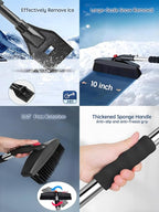 Snow Shovel,Detachable Snow Removal Kit+Snow Brush+Ice Scraper,42-inch,Lightweight and Adjustable,360°Degree Rotating Brush Head,for Car,Garden,Camping,and Snowman Building