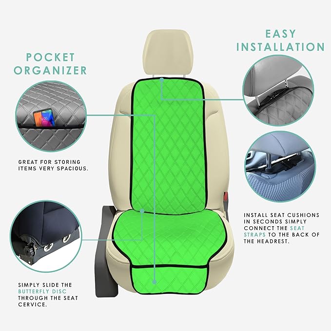 FH Group Car Seat Cushion – Neosupreme Single Front Seat Cover with Front Pockets, Airbag Compatible, Universal Fit Car Seat 
