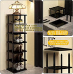 Vertical Shoe Rack - Tall Narrow Shoe Rack Organizer for Small Spaces,5 Tier Bamboo Shoen Shelf for Entryway,Closet,Corner,Do