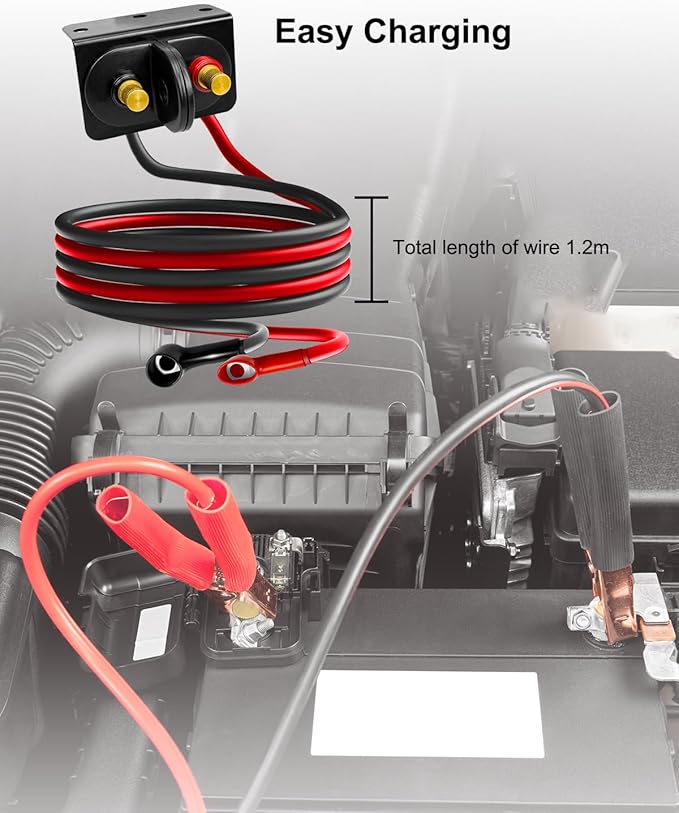 Battery Jump Post Kit, Remote Battery Jumper Terminals with Cable & Mounting Bracket, Heavy Duty Charging Post Battery Terminals Relocation Kit for Car Boat RV Truck UTV ATV Trailer