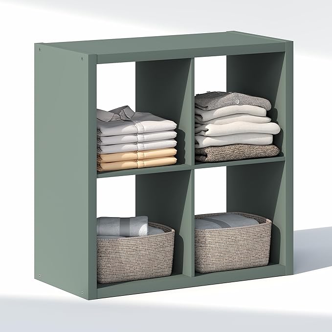 Furinno Cubic Closet Organizers and Storage, 4-Cube Closet Organizer, Open Shelf Closet Storage, Extra Thick Frame for Wardro