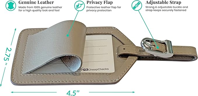 Personalized Monogrammed Leather Luggage Tags - 2 Pack