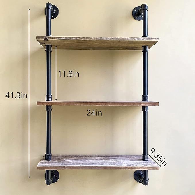 Industrial Pipe Shelving Bathroom Shelves Over Toilet 24 Inch,Rustic Wall Shelves,Industrial Floating Shelves for Wall Pipe S