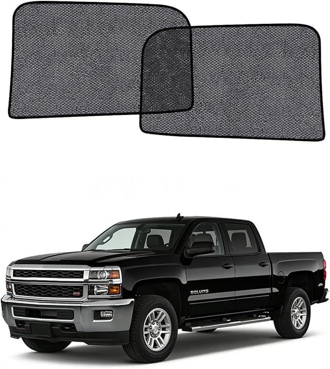 Car Window Shades for Chevy Silverado(2014-2019), 2-Pack Rear Window Sun Shades for Baby – Breathable Mesh, UV & Heat Blocker, Privacy Protection for Camping, Travel, Sleep & Nursing