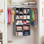 Ofiray-home 5 Tier Hanging Closet Organizer, 14 Compartments Sweater Organizer for Closet with 3 Sturdy Hooks, Closet Organiz