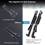 2PCS Car Seat Gap Filler Organizer, Car Side Seat Gap Filler with Phone Holder, Gap Stopper Fill Gap Between Seat and Console to Stop Things from Dropping Fit Cars SUVs Trucks（Black）