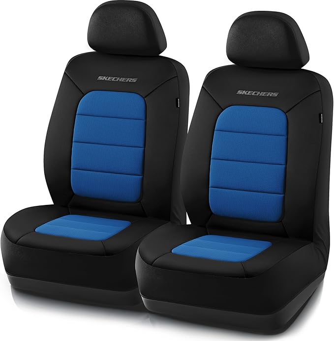 Skechers Memory Foam Car Seat Covers,Thick Cool Touch Fabric Seat Covers,Front Seat Cover Airbag Compatible,Automotive Comfor