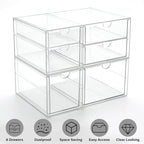 Prsildan Acrylic Drawer Makeup Organizer with 6 Drawers (Not for Baby Bottle), Set of 2 Office Desk Organizers Accessories, C