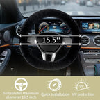 AEGIS Cover Sheepskin Steering Wheel Cover Premium Luxury AUS Genuine Merino Wool All-Season Non-Slip for Cars Fits 14.5-15.5" Wheels (Black)