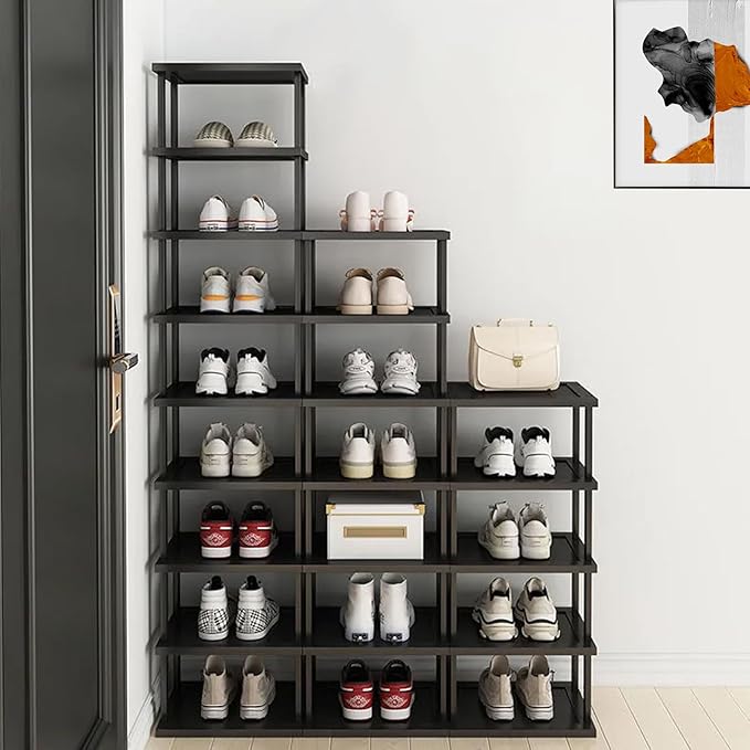 Vertical Shoe Rack - Tall Narrow Shoe Rack Organizer for Small Spaces,5 Tier Bamboo Shoen Shelf for Entryway,Closet,Corner,Do