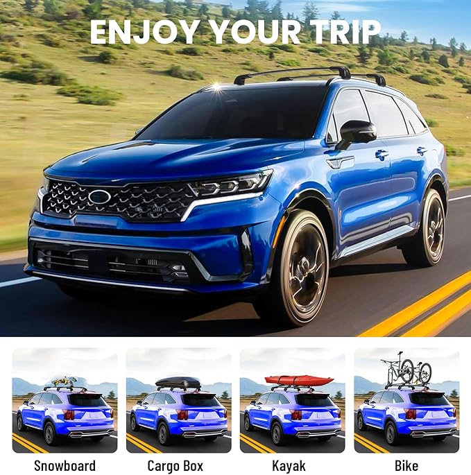 300LBS Roof Rack Cross Bars 300lb Compatible with Kia Sorento and Sorento Hybrid 2021-2026 with Flush Rails,Heavy Duty Lockable Aluminum Roof Rails Crossbars Cargo Bars Carrier Luggage