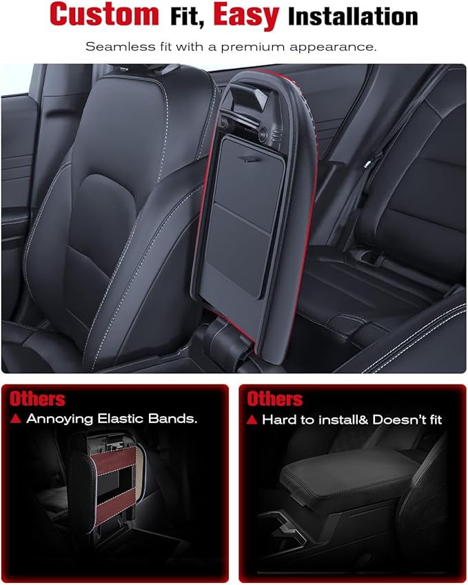 for 2020-2026 Ford Escape & 2021-2026 Bronco Sport CX430 2-in-1 Silicone Center Console Armrest Cover& Armrest Hidden Privacy Tray - [OEM Design& Friendly Liquid Silicone Rubber] - Thin Black