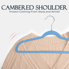 HOUSE DAY Tranquil Blue Velvet Hangers 60 Pack, Non Slip Clothes Felt Hanger Heavy Duty for Coat, Premium Slim Space Saving S