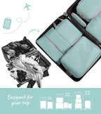 WOOMADA Compression Packing Cubes for Suitcases Travel Essentials 8 Set Expandable Travel Bags Organizer for Luggage(turquois
