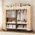 Portable Wardrobe Closet with Cover, Metal Clothing Organizer for Bedroom, Foldable Clothe Rack, Garment Rack for Hanging Clo