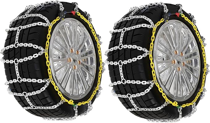 Auto Lock Snow Chains Quick Easy Installation,Tire Traction Chain for Car Pickup Trucks SUV - Set of 2 255/35R21